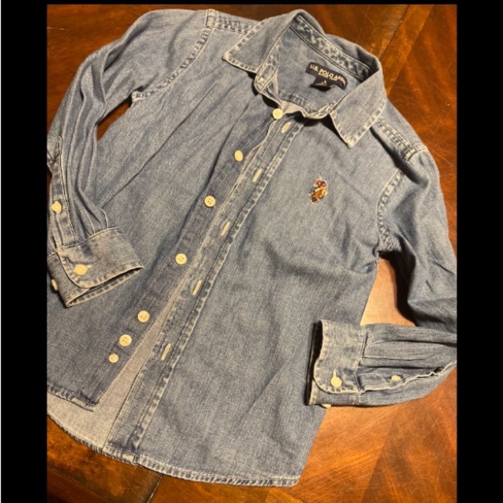 U.S. Polo Assn. Boys' Light Denim Button-Down Shirt - Blue